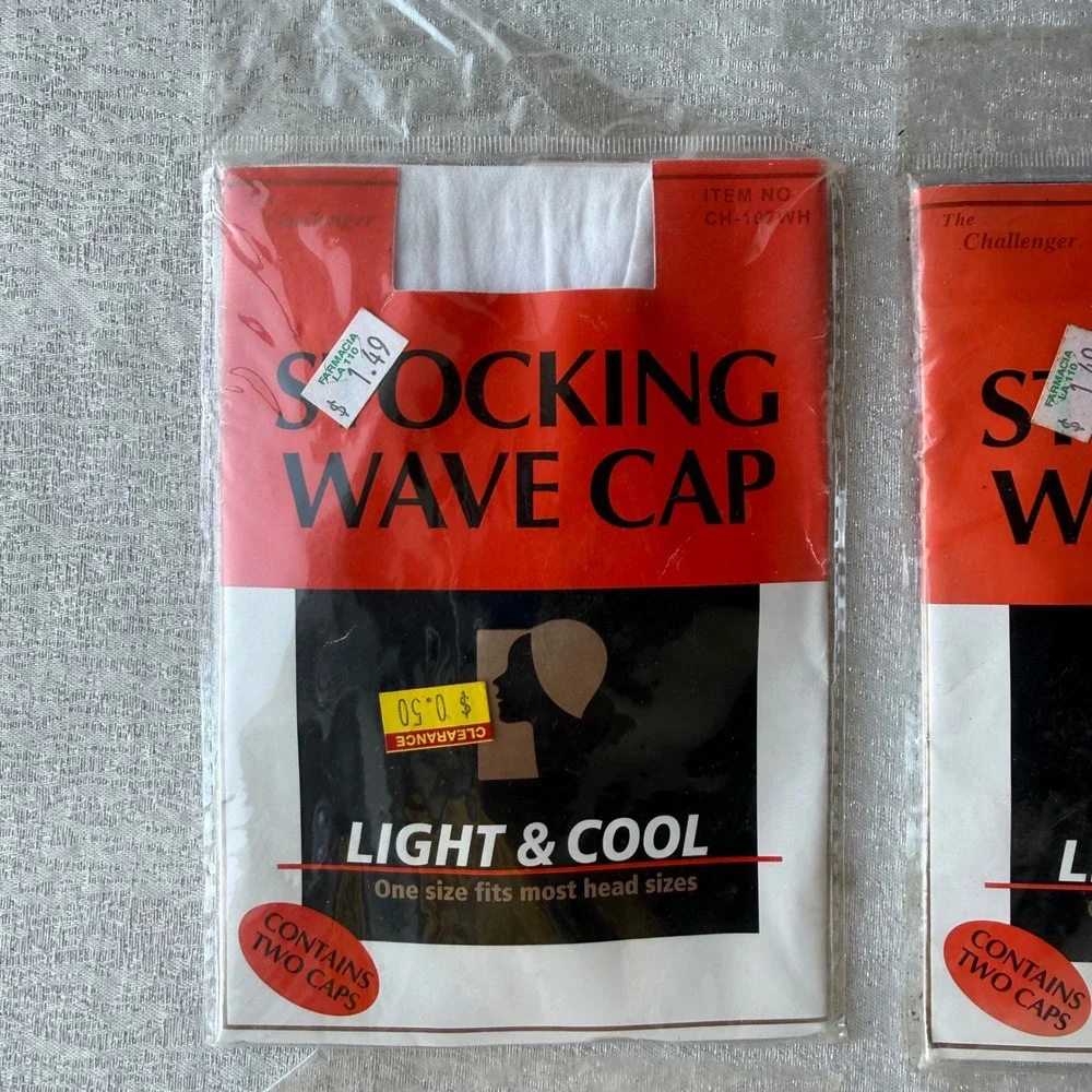 6pk The Challenger Stocking Wave Caps 12pc Red Blue White Nylon Hair Unisex